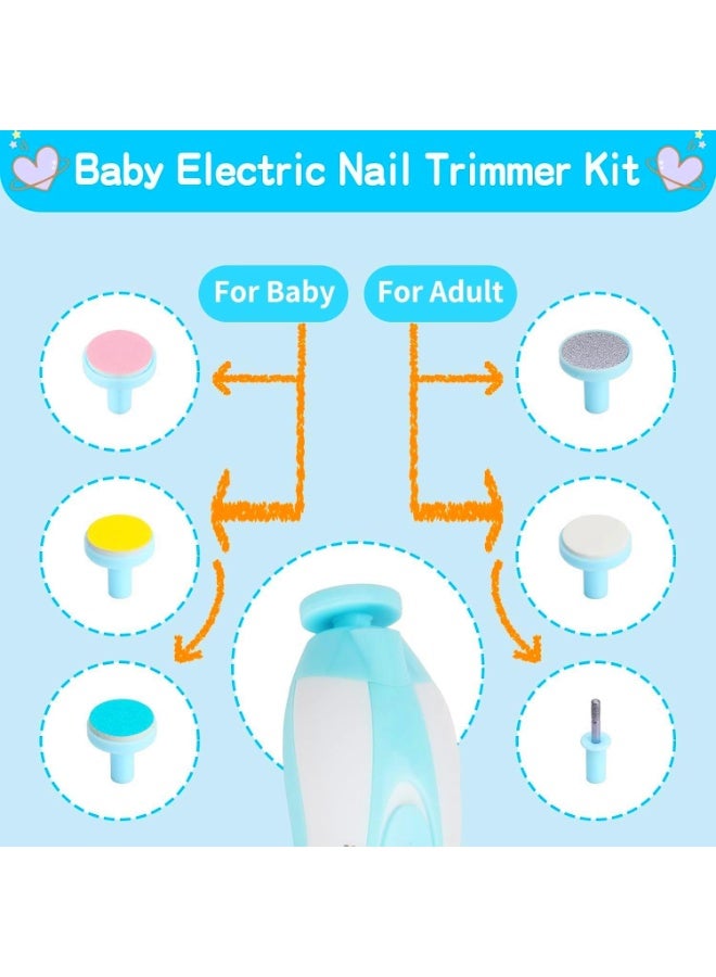 AoMige Portable Baby Health Care & Beauty Set,Nail Trimmer w/Light File Electric Nail Clippers Hair Brush Measuring Spoon,Safe No BBP for Newborn Infant Boy Girl Nursery Daily Care Kit (20 Pcs) - Image 2